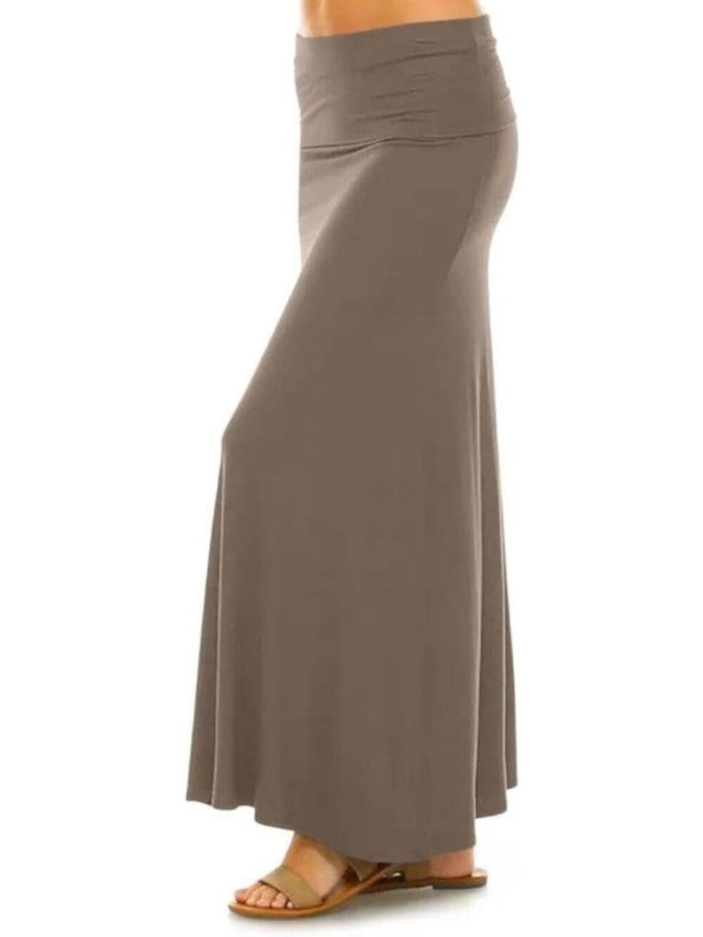 Women's Sweet Hearts Mocha High Waist Long Flare A-Line Skirt Maxi Dress
